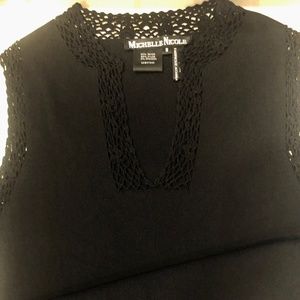 Michelle Nicole Black Top with Crochet Trim